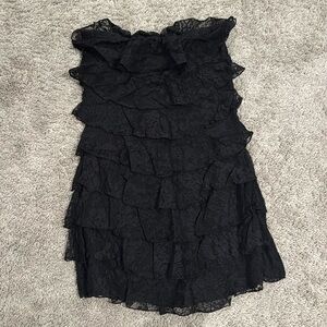 Black lace sleeveless mini dress